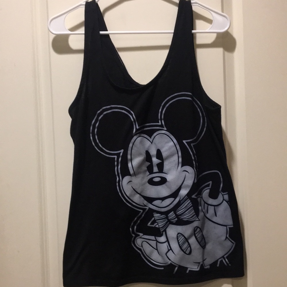 Disney womens Mickey Mouse sleeveless tank top tulip back w/bow tie size M black